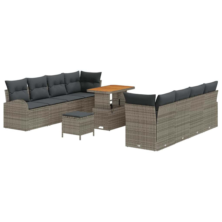 Havesofa Sæt med pude 11 pcs Grå polyrattan