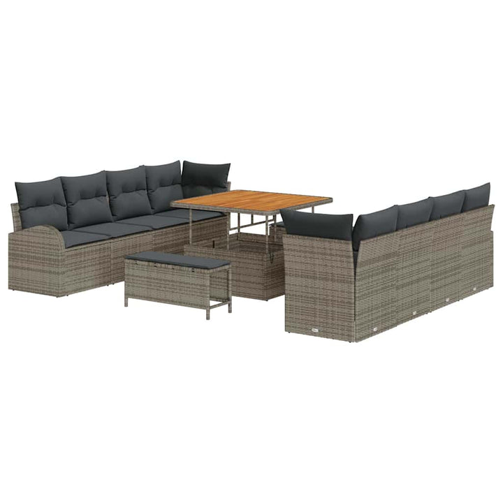 Havesofa Sæt 11 stk. Grå polyrattan