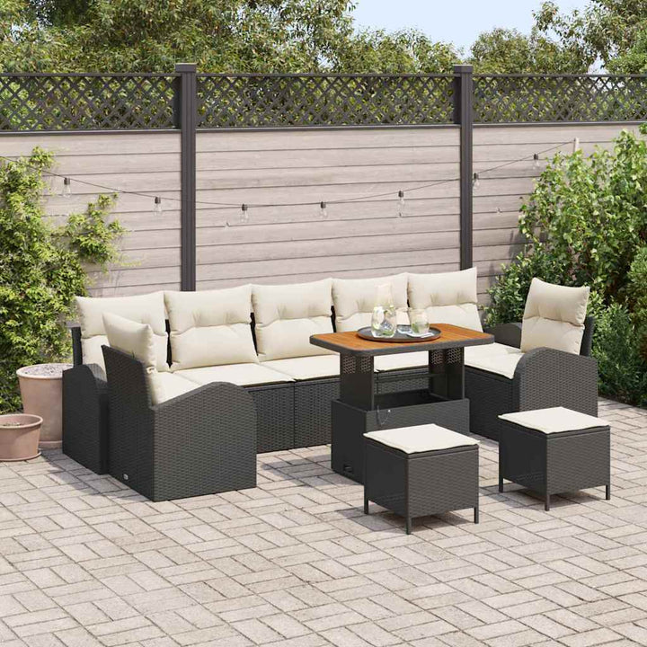 Havesofa Sæt 10 stk. Sort polyrattan