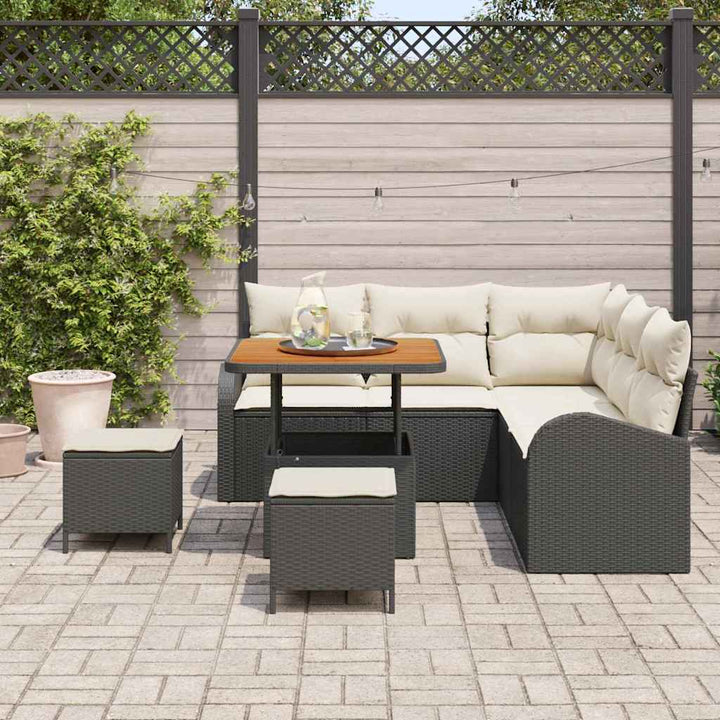 Havesofa Sæt 8 stk. Sort polyrattan