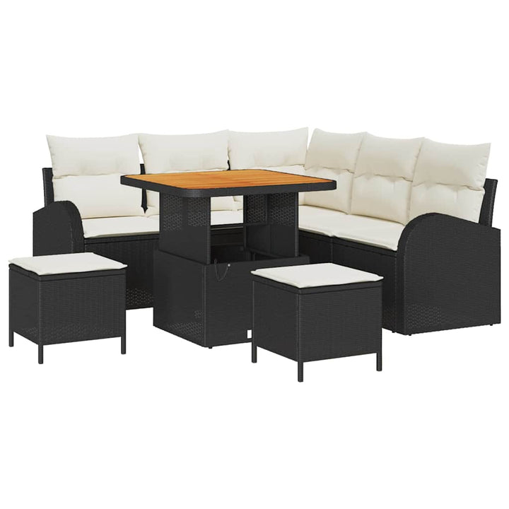 Havesofa Sæt 8 stk. Sort polyrattan