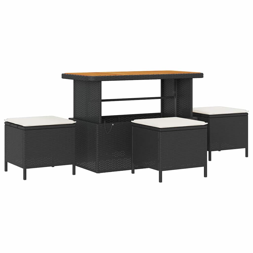 Havesofa Sæt 9 stk. Sort polyrattan