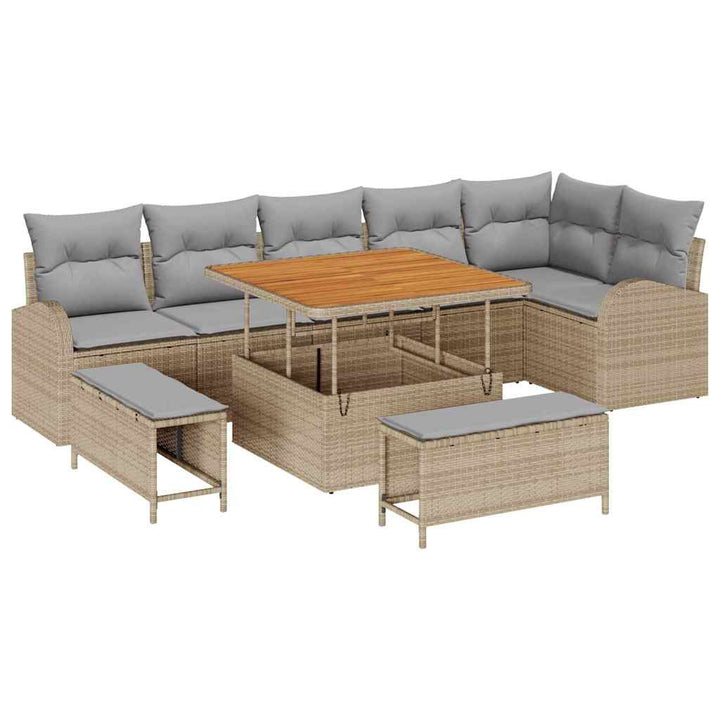 Havesofa Sæt 9 stk. Beige polyrattan