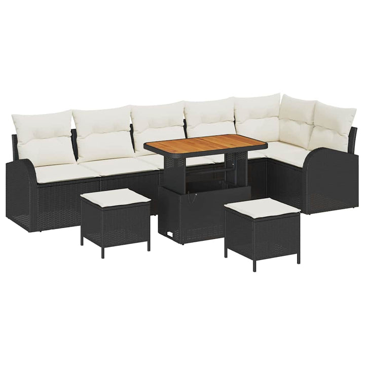Havesofa Sæt 9 stk. Sort polyrattan