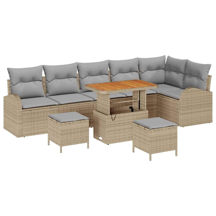 Havesofa Sæt 9 stk. Beige polyrattan