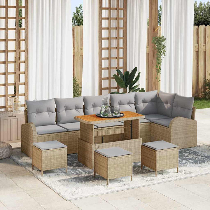 Havesofa Sæt 10 stk. Beige polyrattan