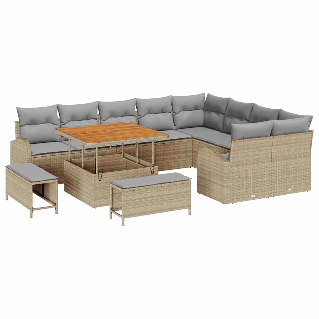 Havesofa Sæt 12 stk. Beige polyrattan