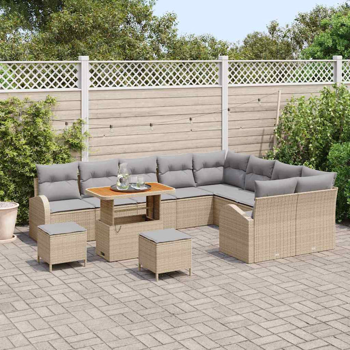 Havesofa Sæt med pude 12 pcs Beige polyrattan
