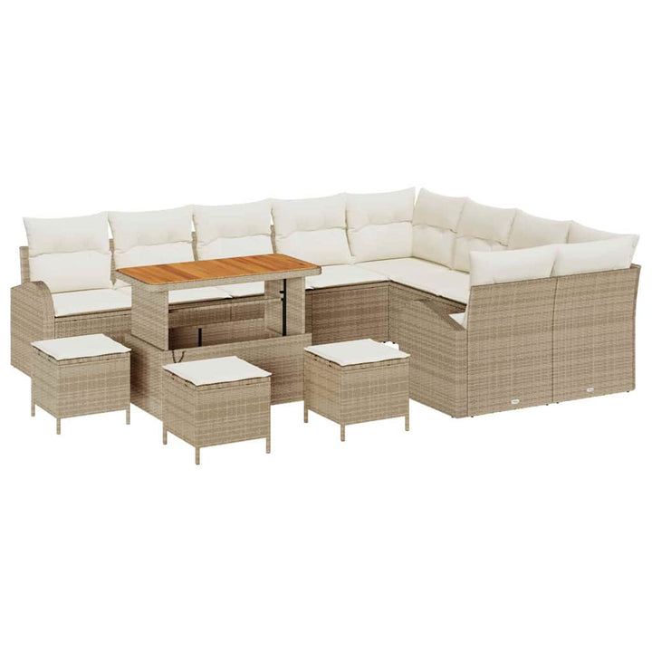 Havesofa Sæt med pude 13 pcs Beige polyrattan