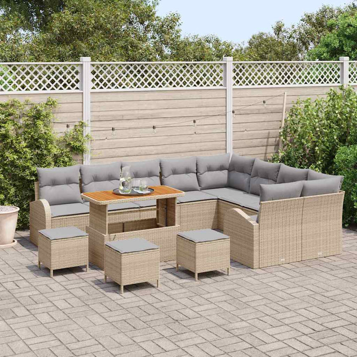 Havesofa Sæt med pude 13 pcs Beige polyrattan