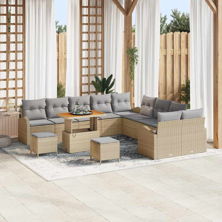 Havesofa Sæt med pude 13 pcs Beige polyrattan