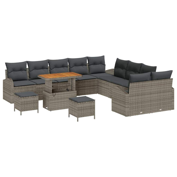 Havesofa Sæt med pude 13 pcs Grå polyrattan