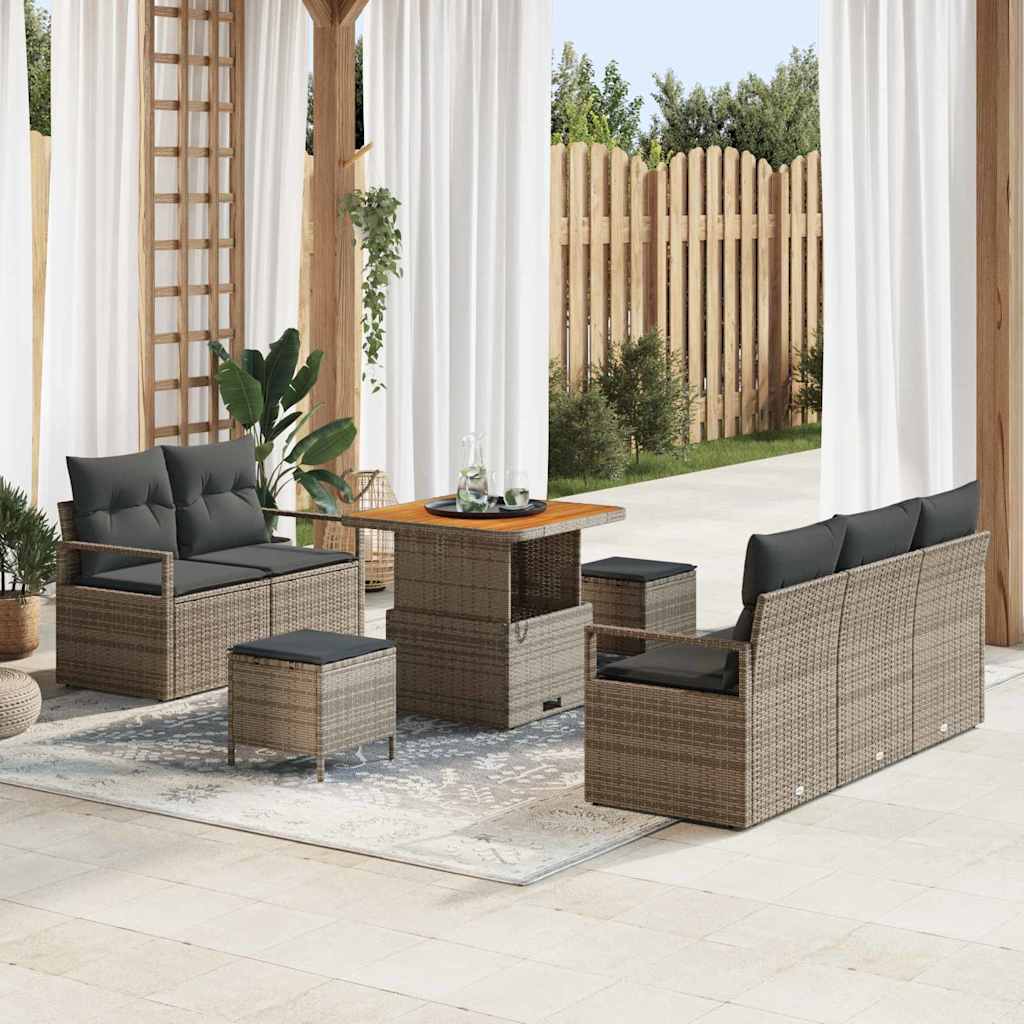 Havesofa Sæt 8 stk. Grå polyrattan