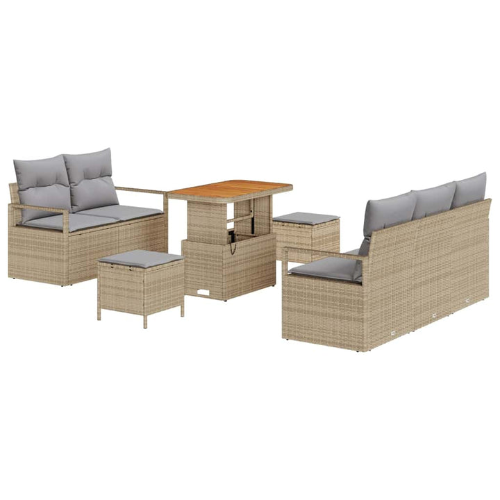 Havesofa Sæt 8 stk. Beige polyrattan