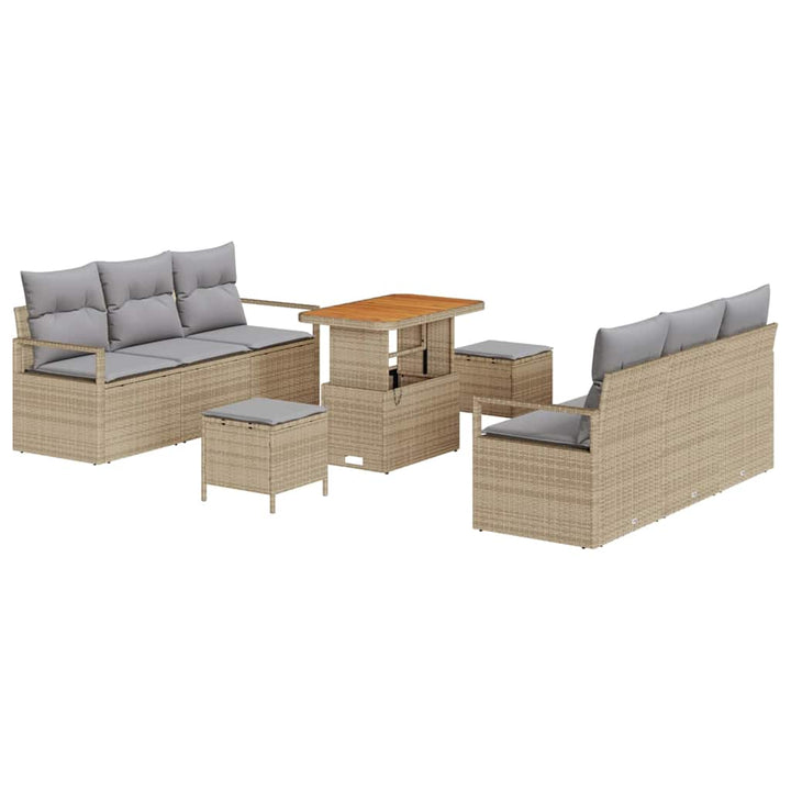 Havesofa Sæt 9 stk. Beige polyrattan