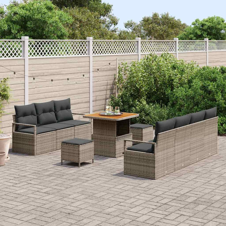Havesofa Sæt med pude 10 pcs Grå polyrattan