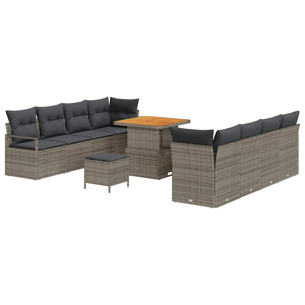 Havesofa Sæt med pude 11 pcs Grå polyrattan
