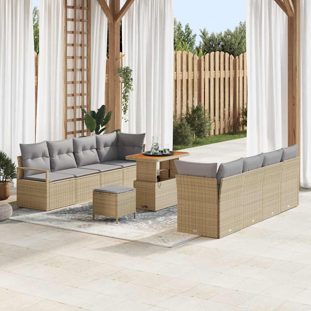 Havesofa Sæt 11 stk. Beige polyrattan