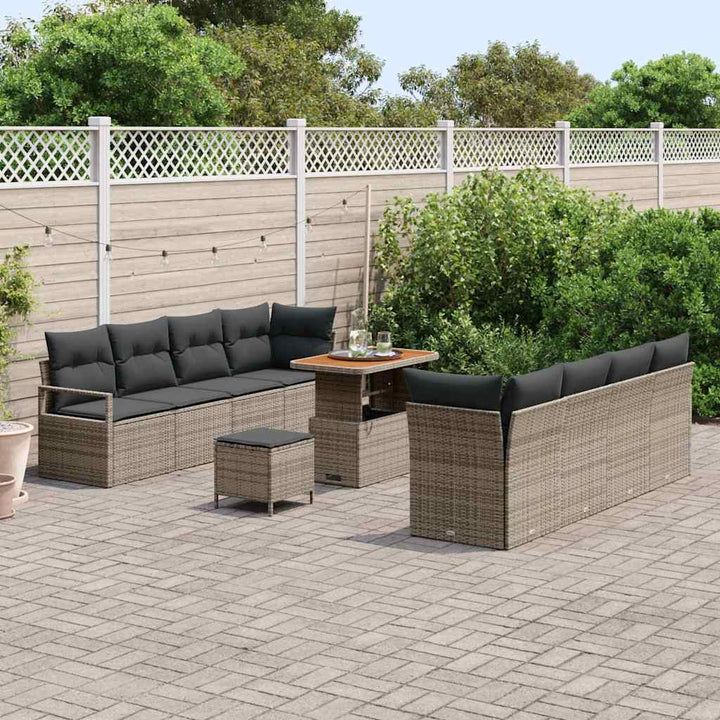 Havesofa Sæt med pude 11 pcs Grå polyrattan