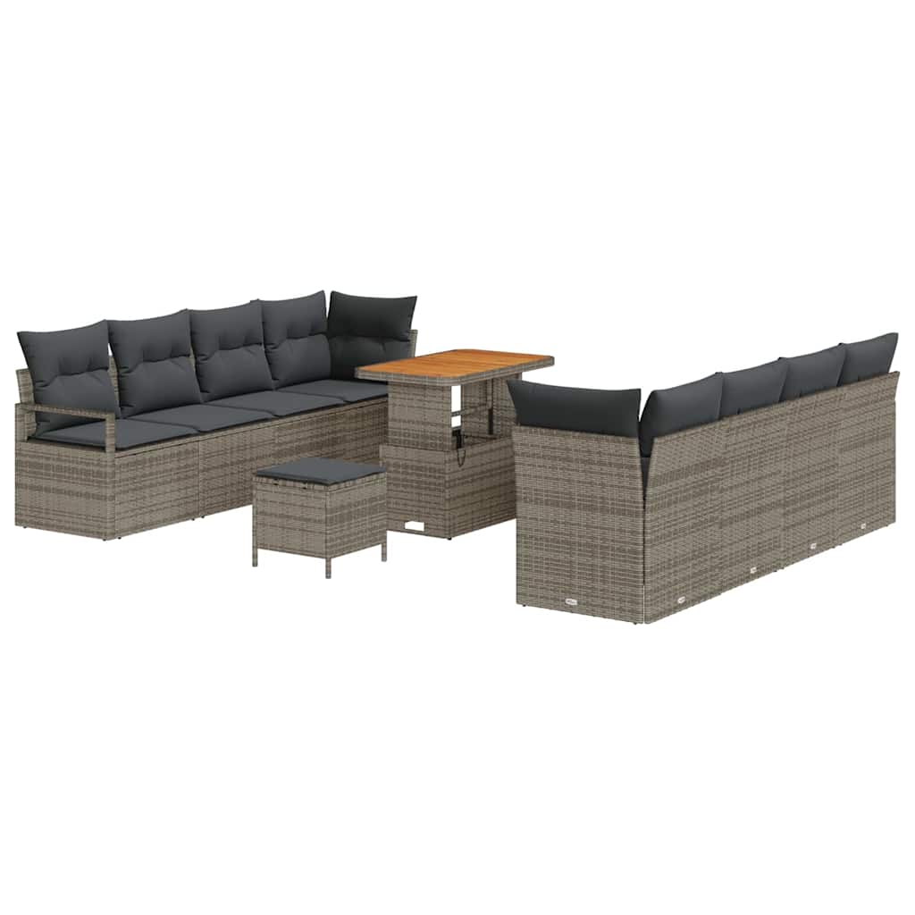 Havesofa Sæt med pude 11 pcs Grå polyrattan