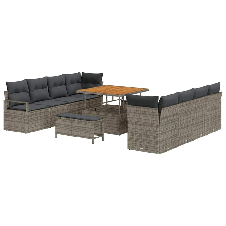 Havesofa Sæt med pude 11 pcs Grå polyrattan