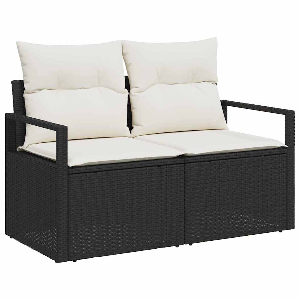 Havesofa Sæt 10 stk. Sort polyrattan