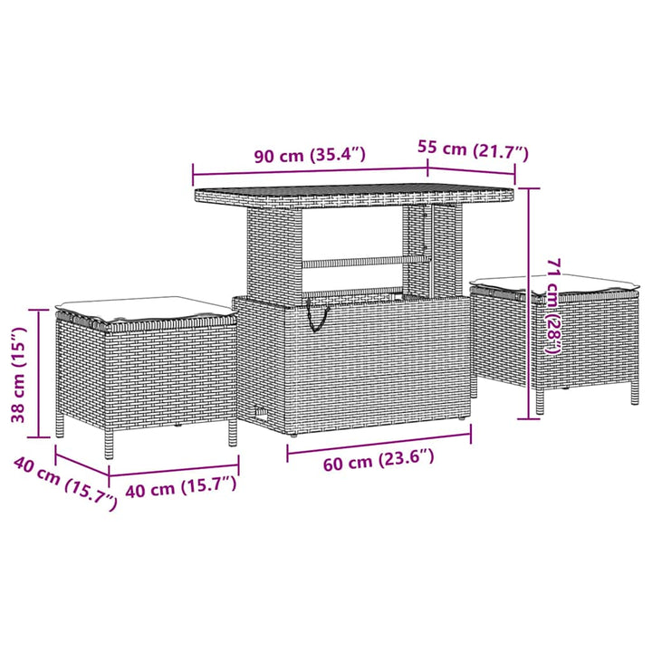 Havesofa Sæt 10 stk. Sort polyrattan