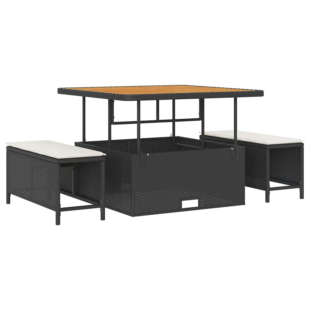 Havesofa Sæt 8 stk. Sort polyrattan