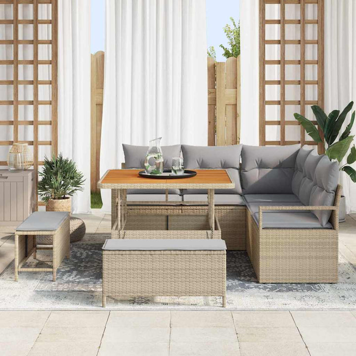 Havesofa Sæt 8 stk. Beige polyrattan