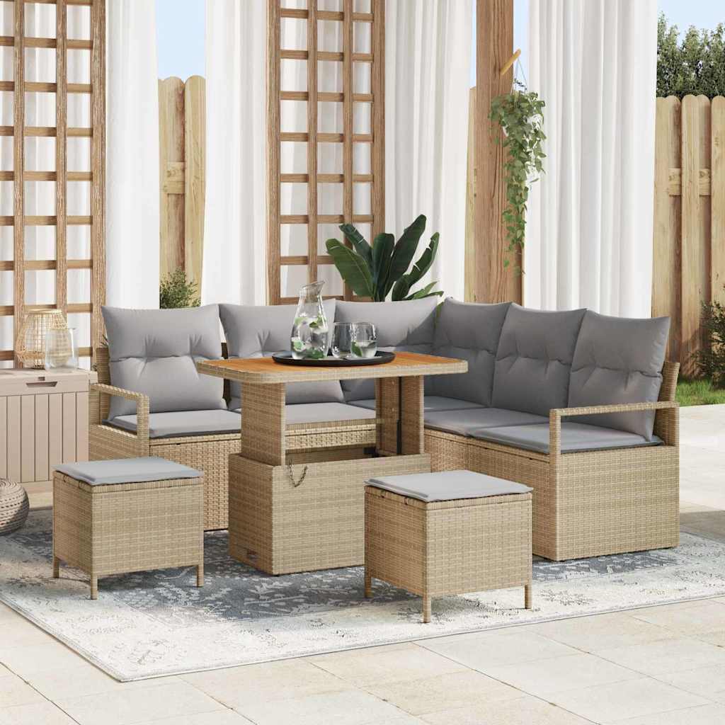 Havesofa Sæt 8 stk. Beige polyrattan