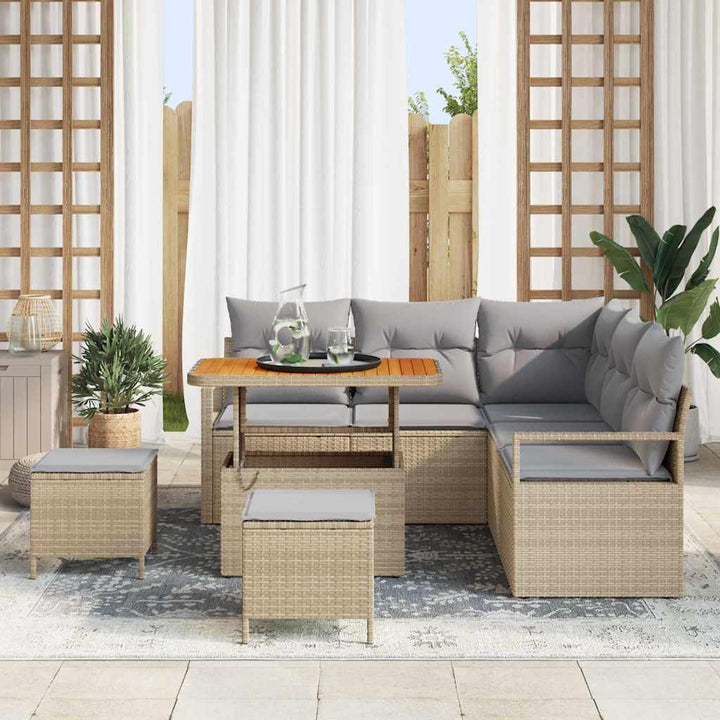 Havesofa Sæt 8 stk. Beige polyrattan