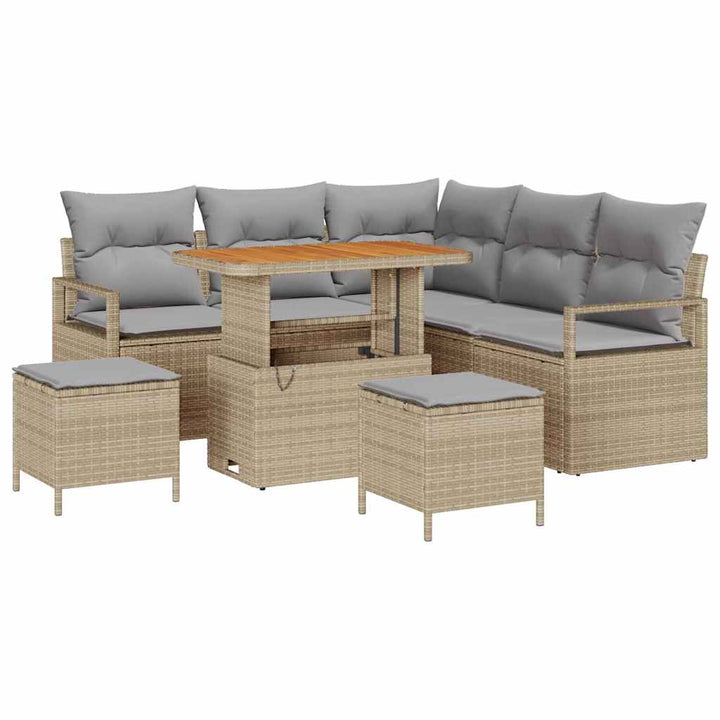 Havesofa Sæt 8 stk. Beige polyrattan