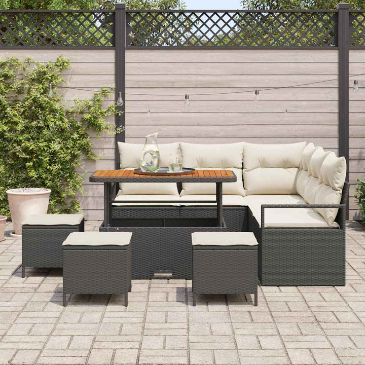 Havesofa Sæt 9 stk. Sort polyrattan
