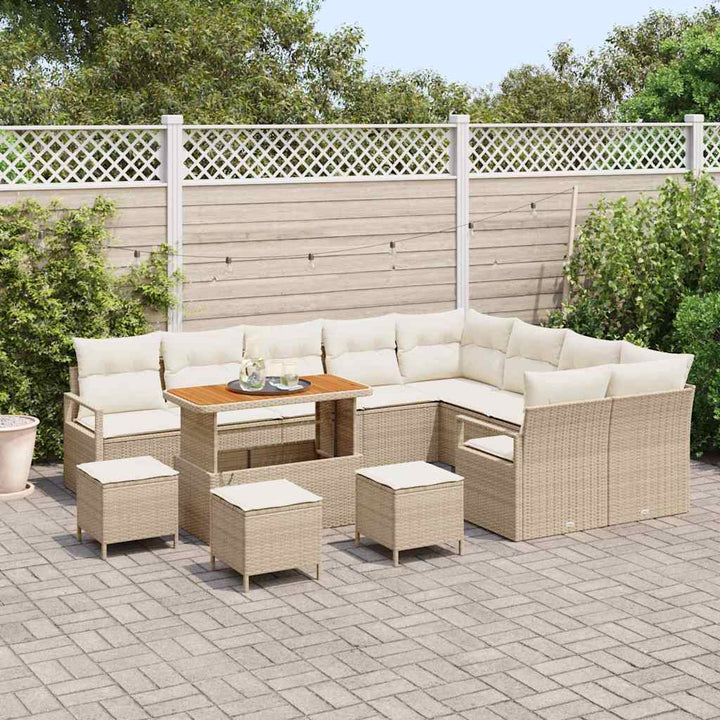 Havesofa Sæt med pude 13 pcs Beige polyrattan