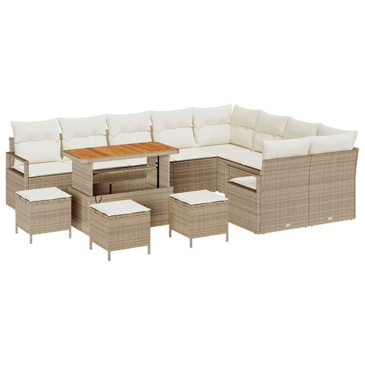Havesofa Sæt med pude 13 pcs Beige polyrattan