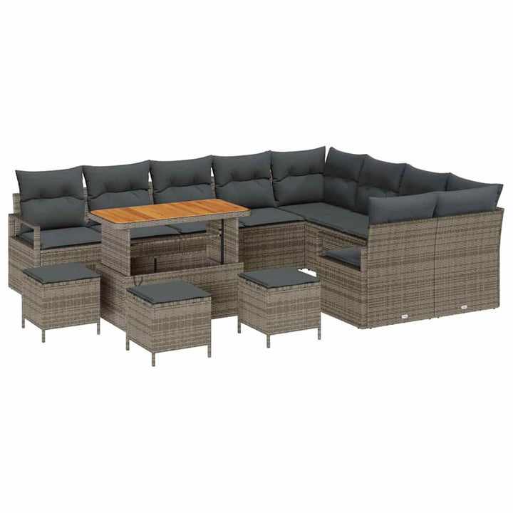 Havesofa Sæt med pude 13 pcs Grå polyrattan