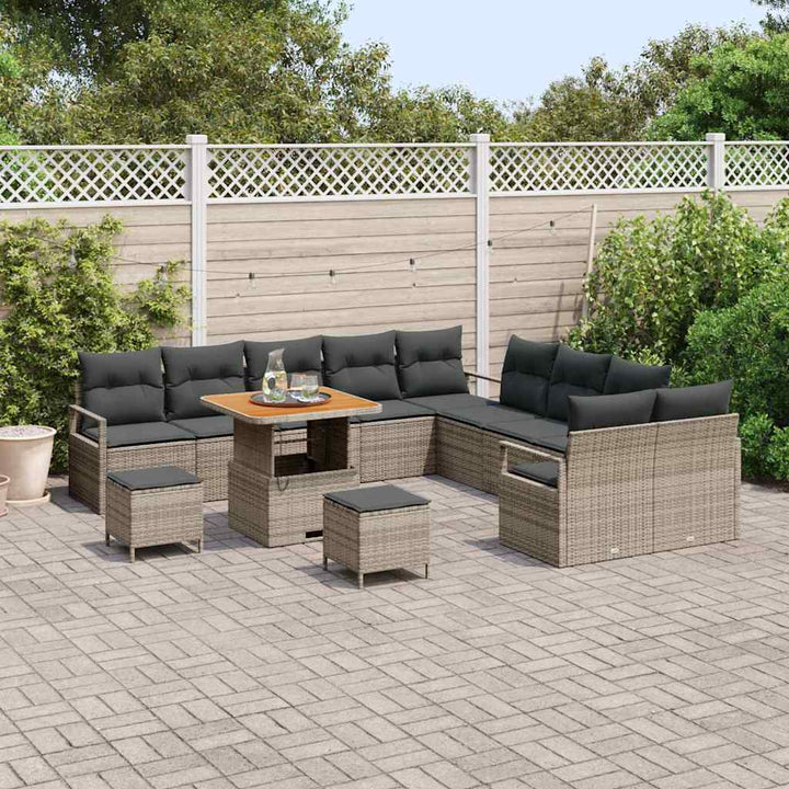 Havesofa Sæt med pude 13 pcs Grå polyrattan