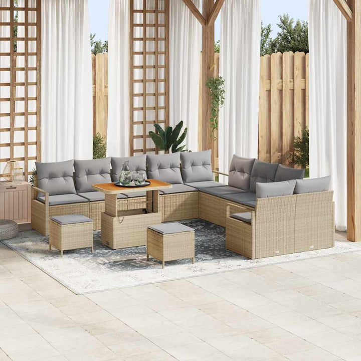 Havesofa Sæt med pude 13 pcs Beige polyrattan
