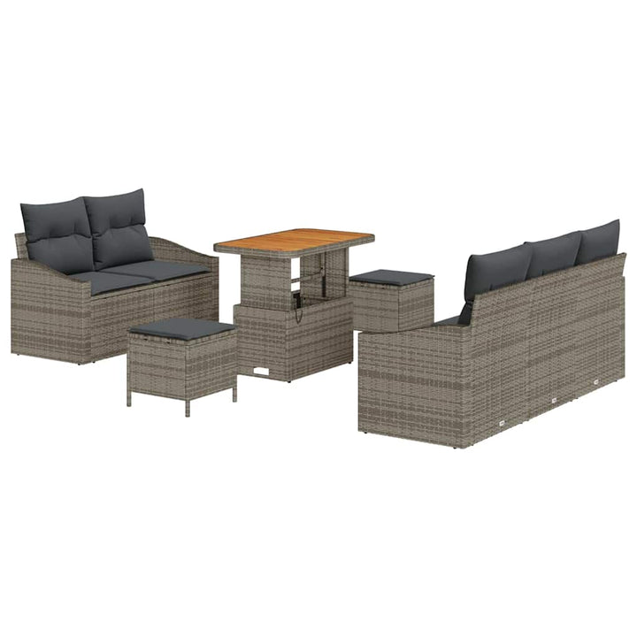 Havesofa Sæt med pude 8 pcs Grå polyrattan