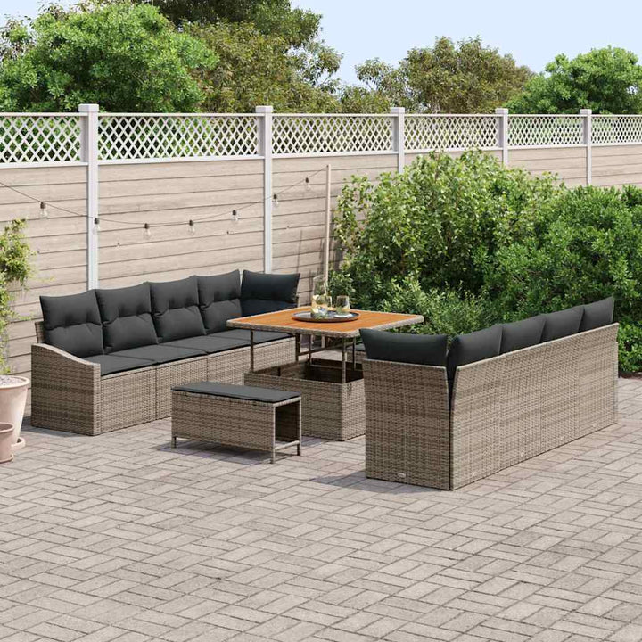 Havesofa Sæt med pude 11 pcs Grå polyrattan