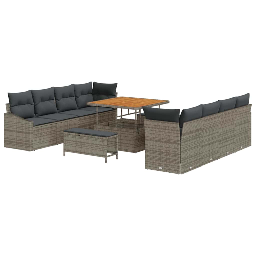 Havesofa Sæt med pude 11 pcs Grå polyrattan