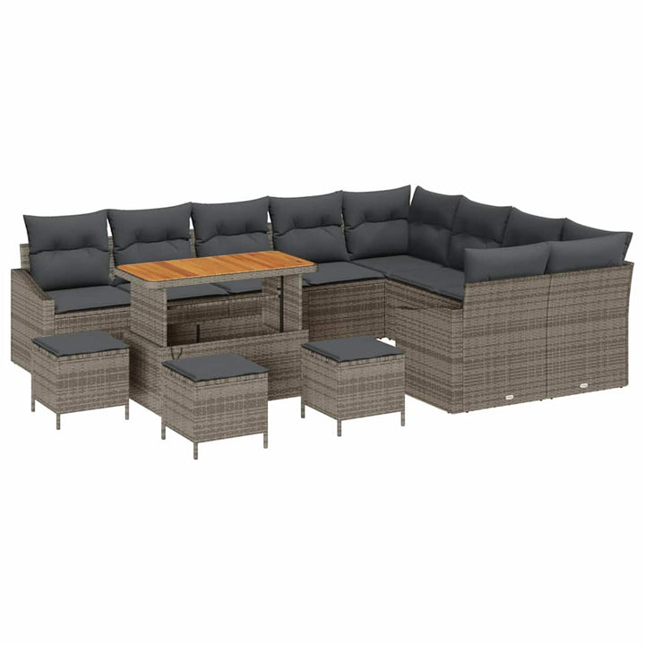Havesofa Sæt med pude 13 pcs Grå polyrattan
