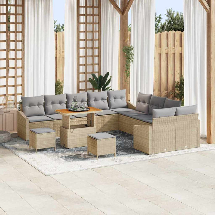 Havesofa Sæt med pude 13 pcs Beige polyrattan