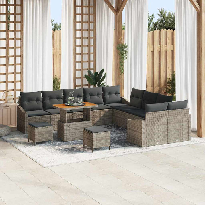 Havesofa Sæt med pude 13 pcs Grå polyrattan