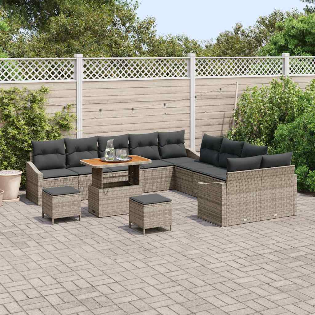 Havesofa Sæt med pude 13 pcs Grå polyrattan