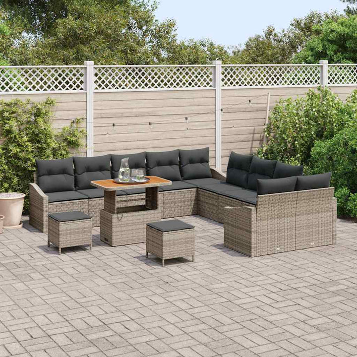Havesofa Sæt med pude 13 pcs Grå polyrattan