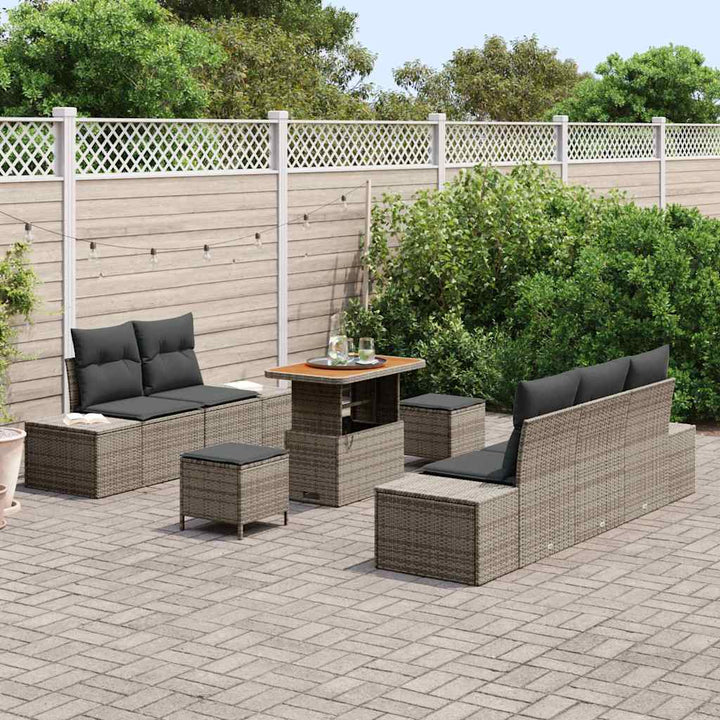 Havesofa Sæt med pude 8 pcs Grå polyrattan