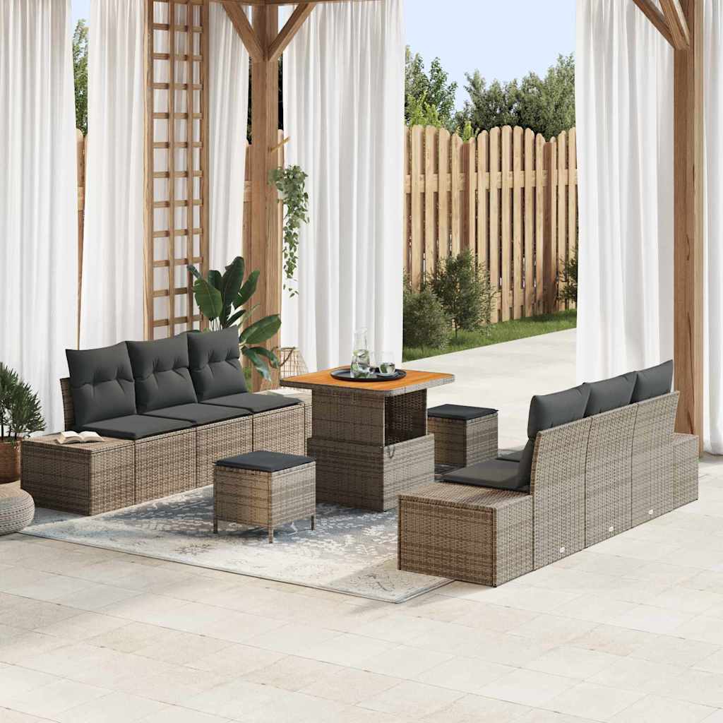 Havesofa Sæt 9 stk. Grå polyrattan