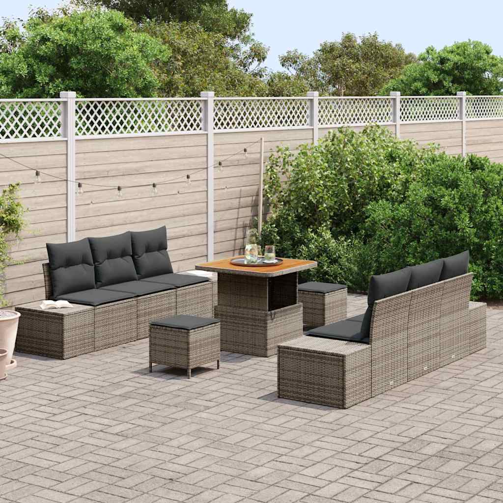 Havesofa Sæt 9 stk. Grå polyrattan