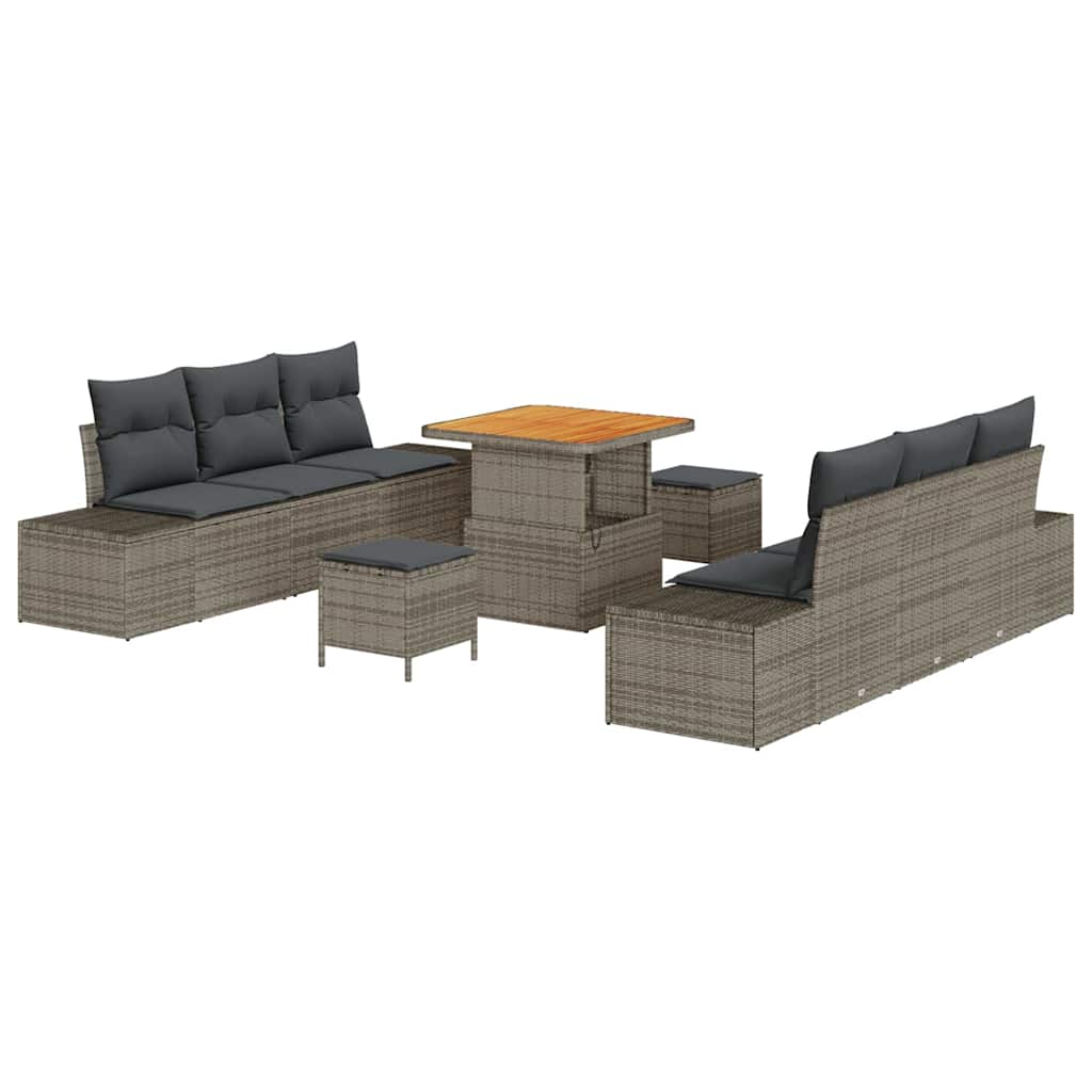 Havesofa Sæt 9 stk. Grå polyrattan
